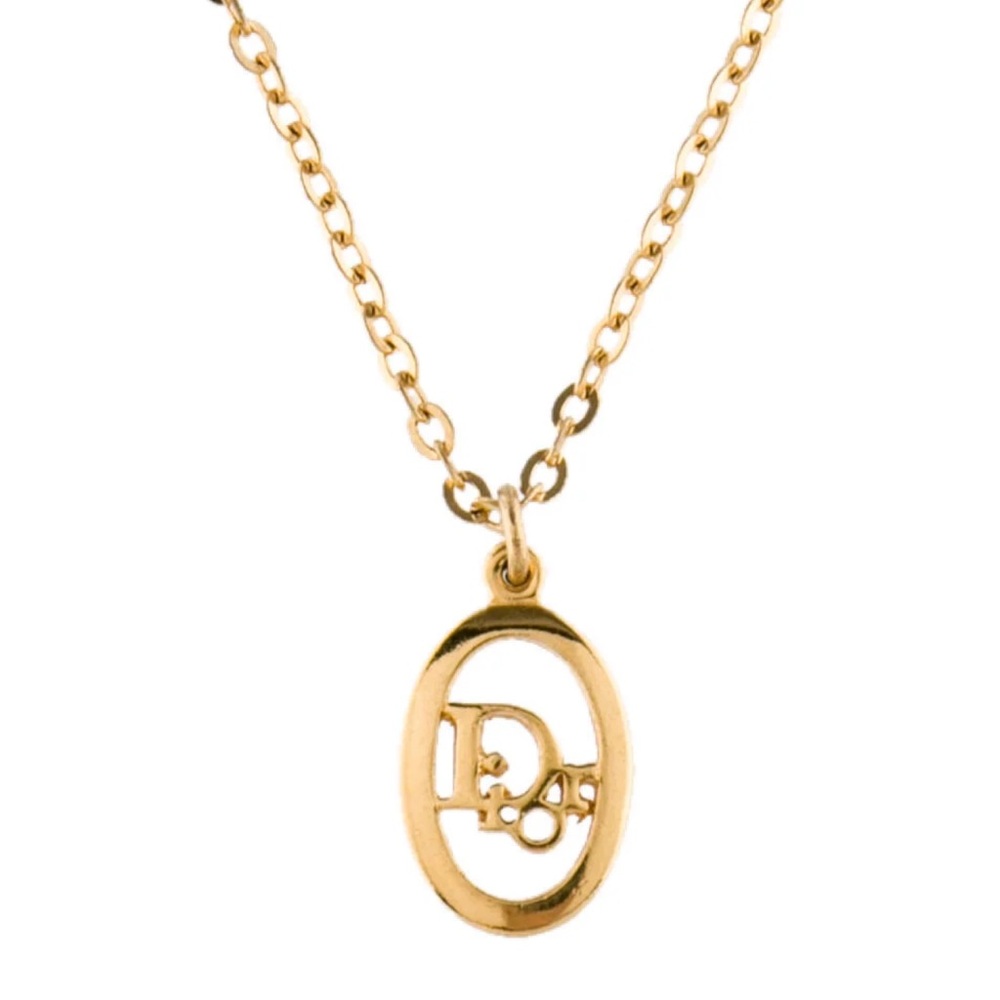 Christian Dior Vintage Logo Oval Pendant Necklace - Picture 7 of 11